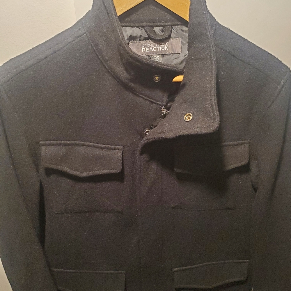 Kenneth Cole Reaction Wool Pea Coat Size Men's Medium - Picture 2 of 7